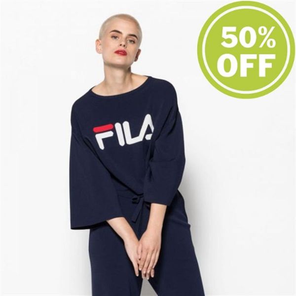 Tops Fila Mujer Azul Marino - Palmira Crop Boxy Top Cropped Longsleeve Shirt With Oversize Sleeves -